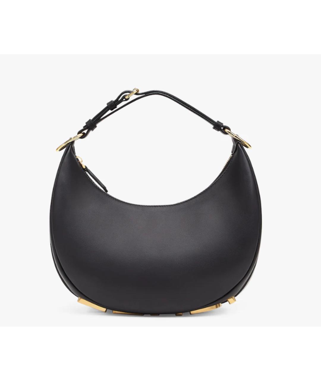 FENDI Черная кожаная сумка с короткими ручками, фото 5