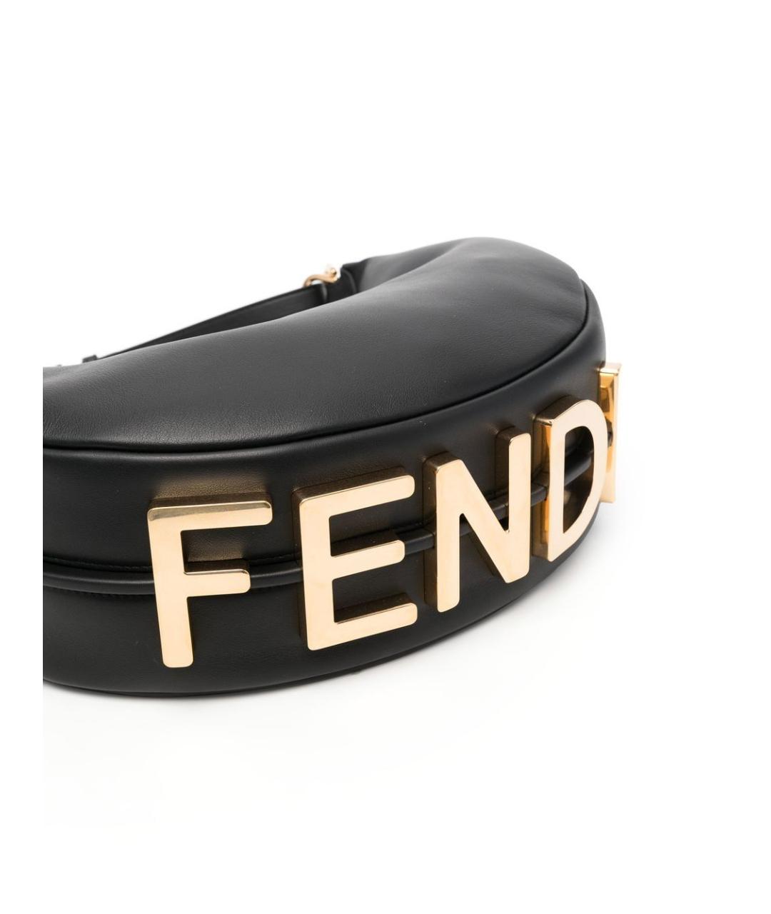 FENDI Черная кожаная сумка с короткими ручками, фото 2