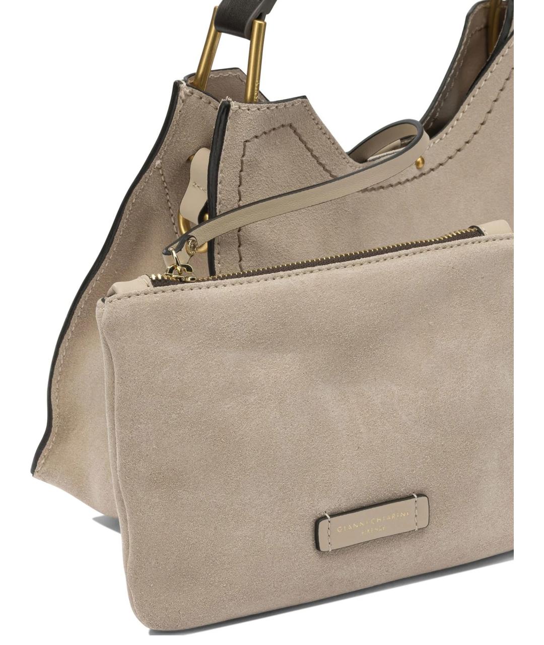 Gianni Chiarini Бежевая кожаная сумка с короткими ручками, фото 2