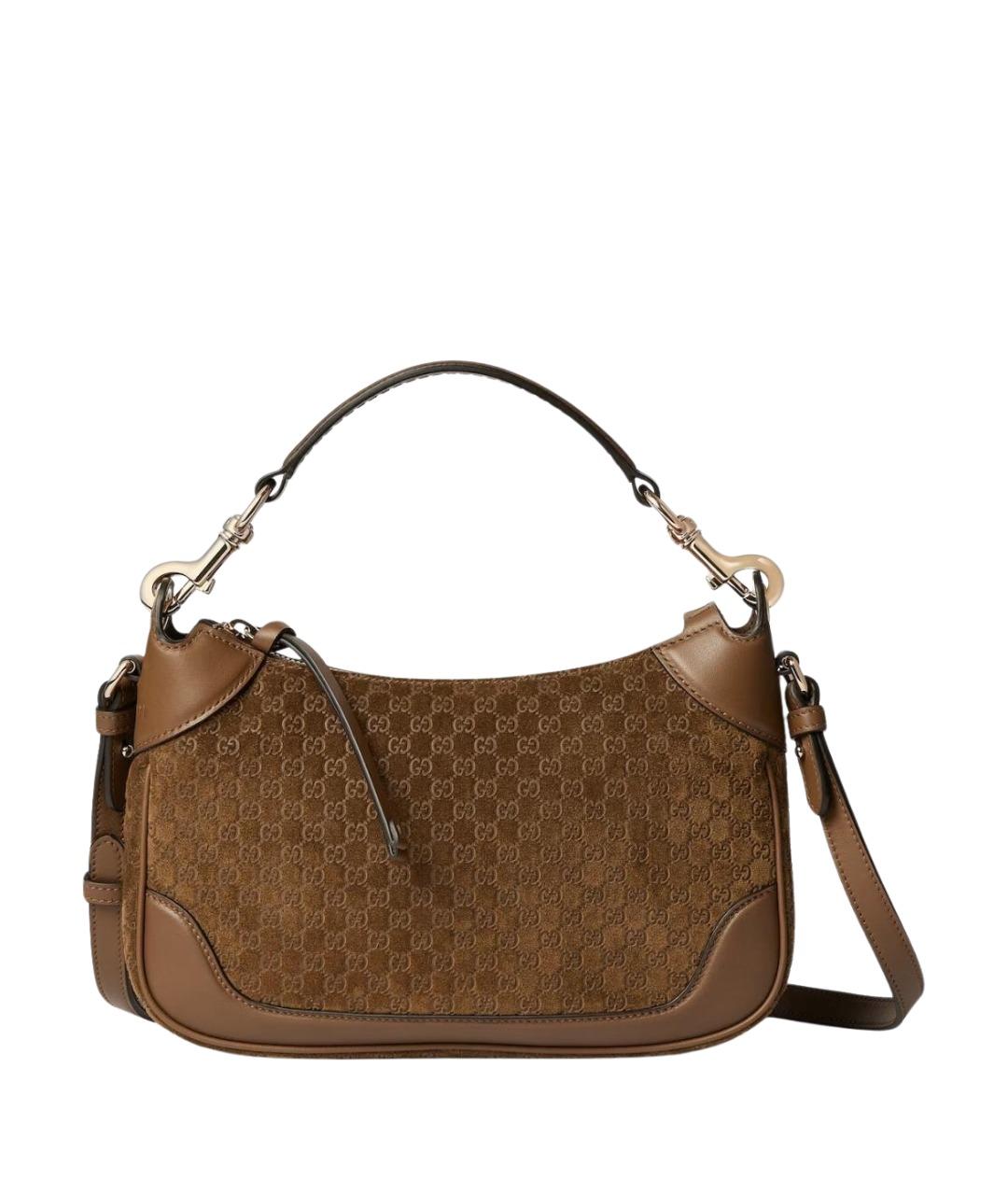 GUCCI Коричневая кожаная сумка с короткими ручками, фото 1