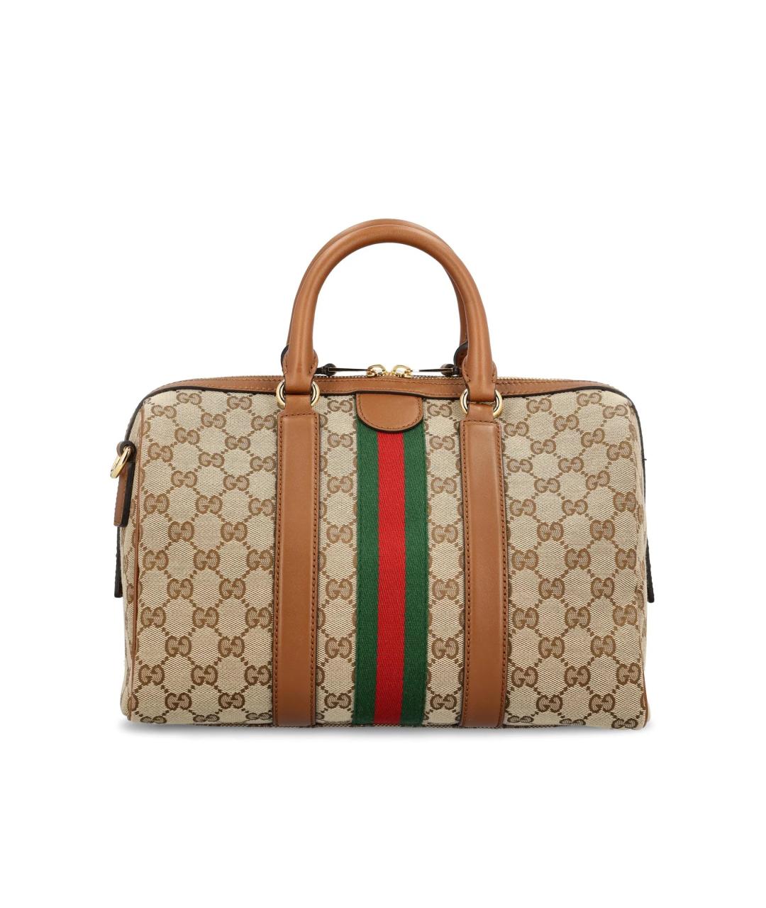 GUCCI Бежевая тканевая сумка с короткими ручками, фото 4