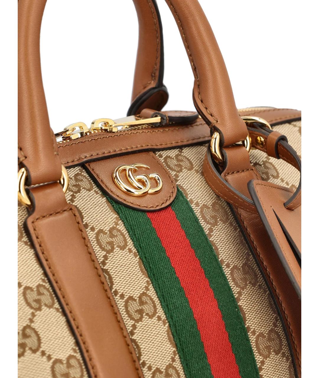 GUCCI Бежевая тканевая сумка с короткими ручками, фото 2