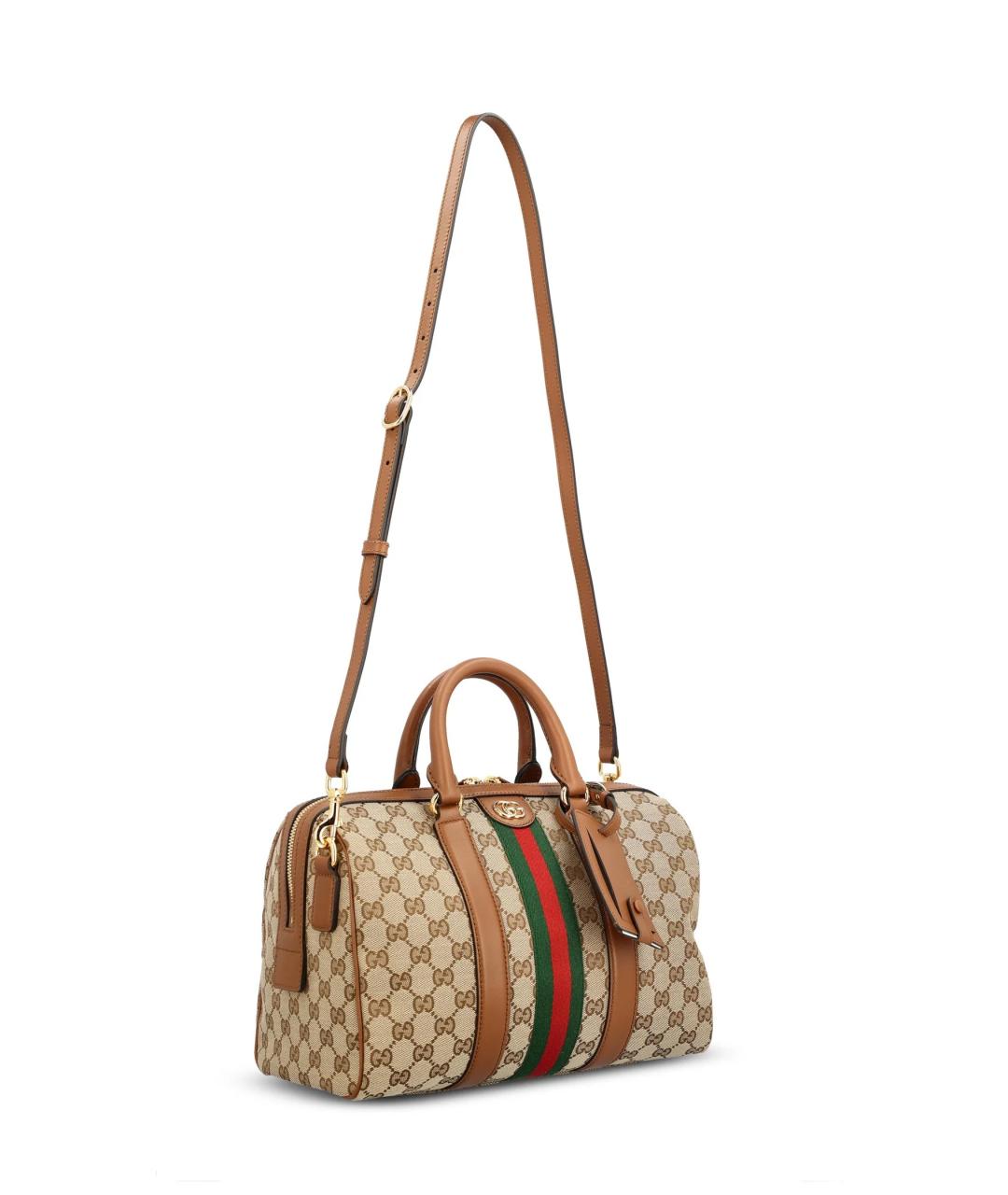 GUCCI Бежевая тканевая сумка с короткими ручками, фото 3