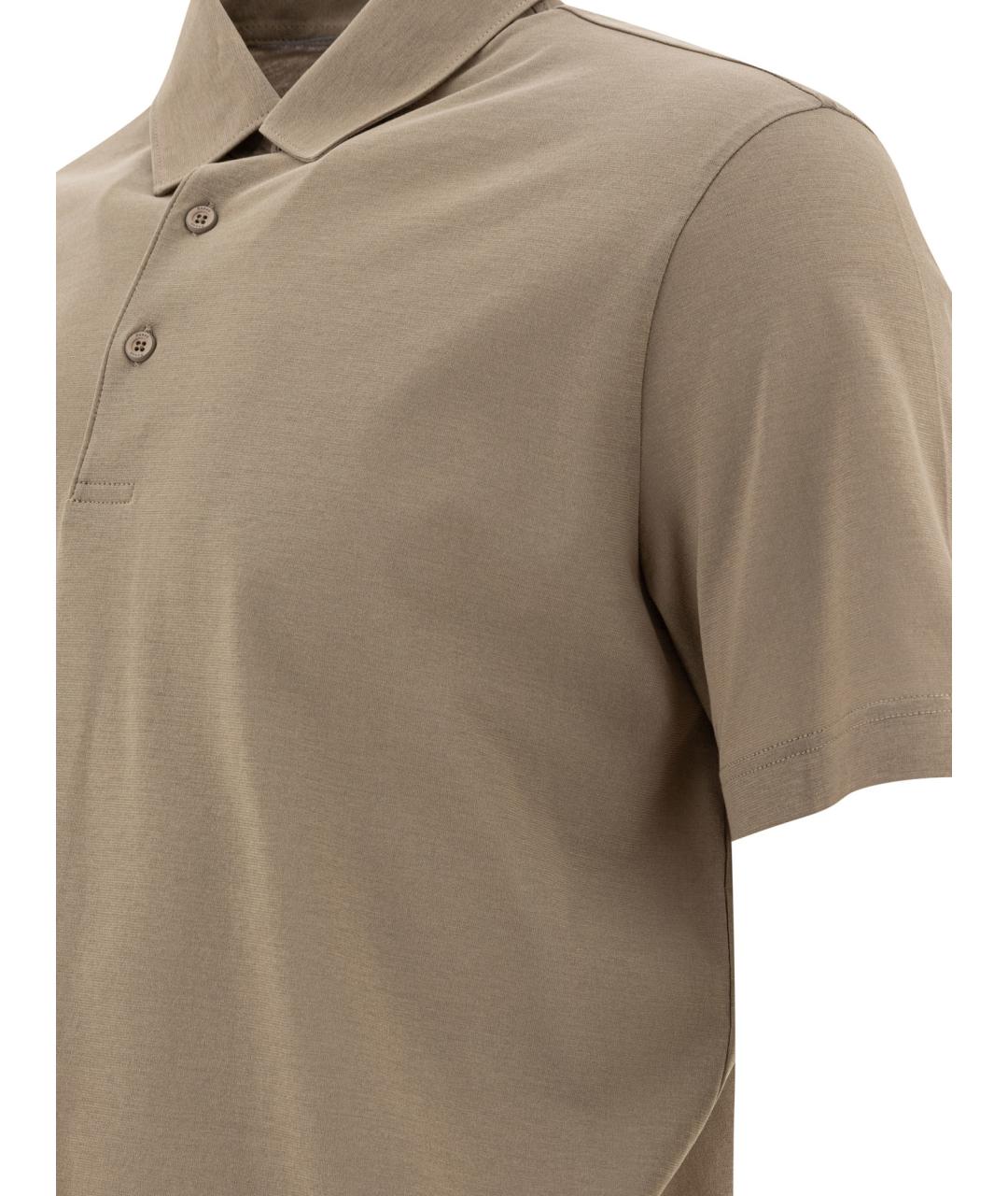 HERNO Коричневое хлопковое поло с коротким рукавом, фото 4