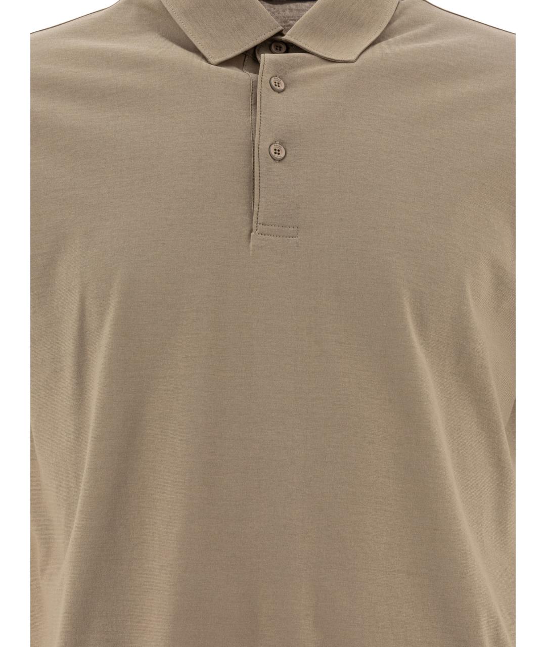 HERNO Коричневое хлопковое поло с коротким рукавом, фото 3