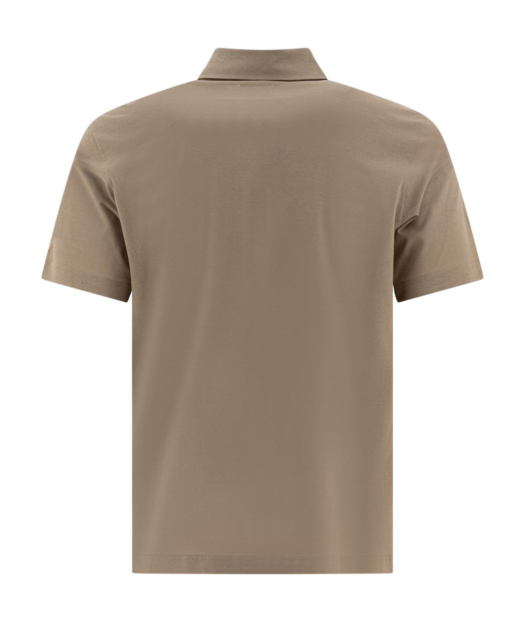 HERNO Коричневое хлопковое поло с коротким рукавом, фото 2