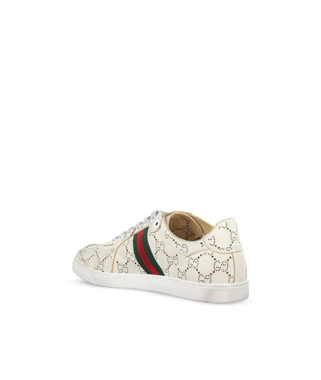 GUCCI Белые кожаные кроссовки, фото 3