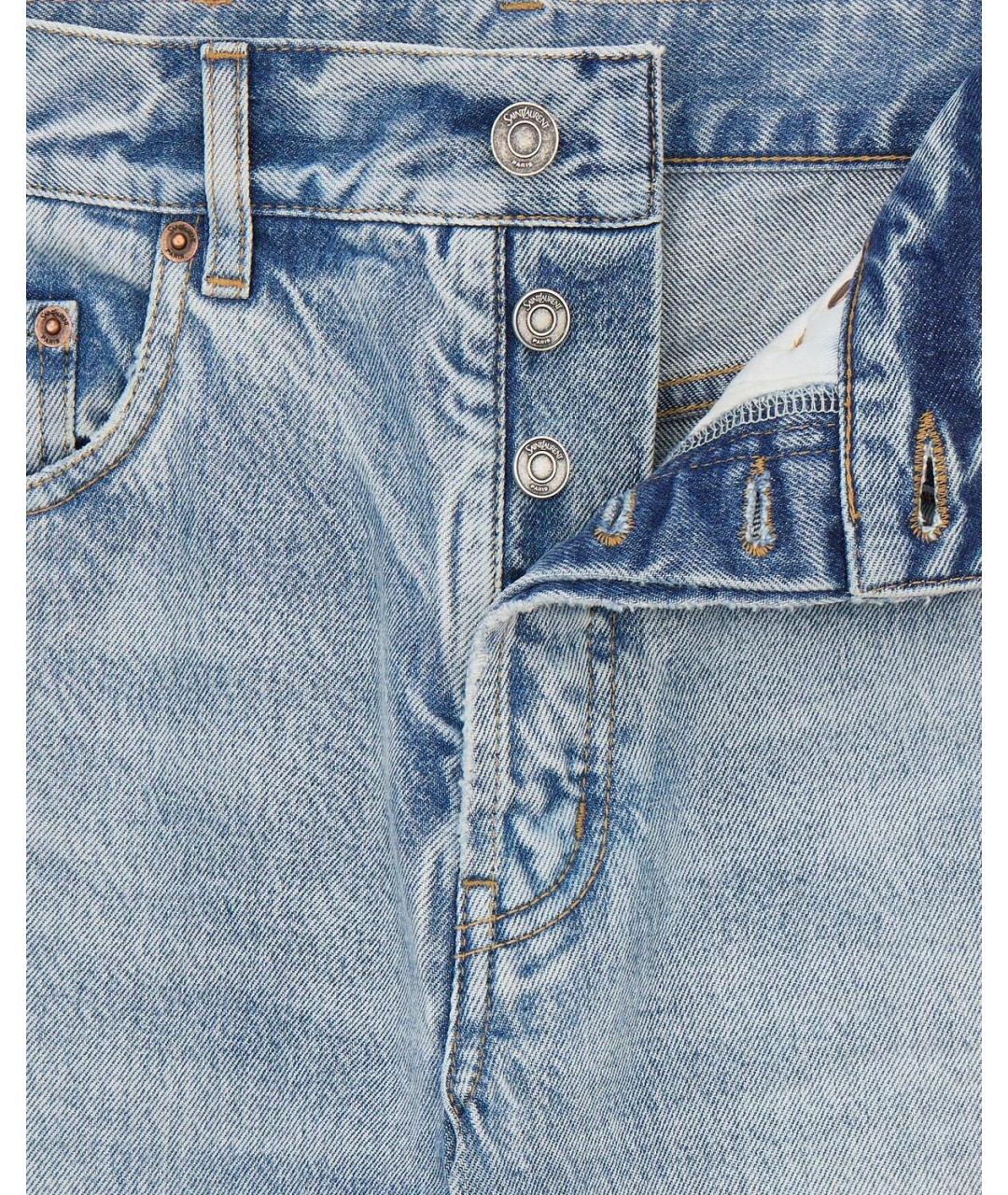 SAINT LAURENT Синие хлопковые прямые джинсы, фото 3