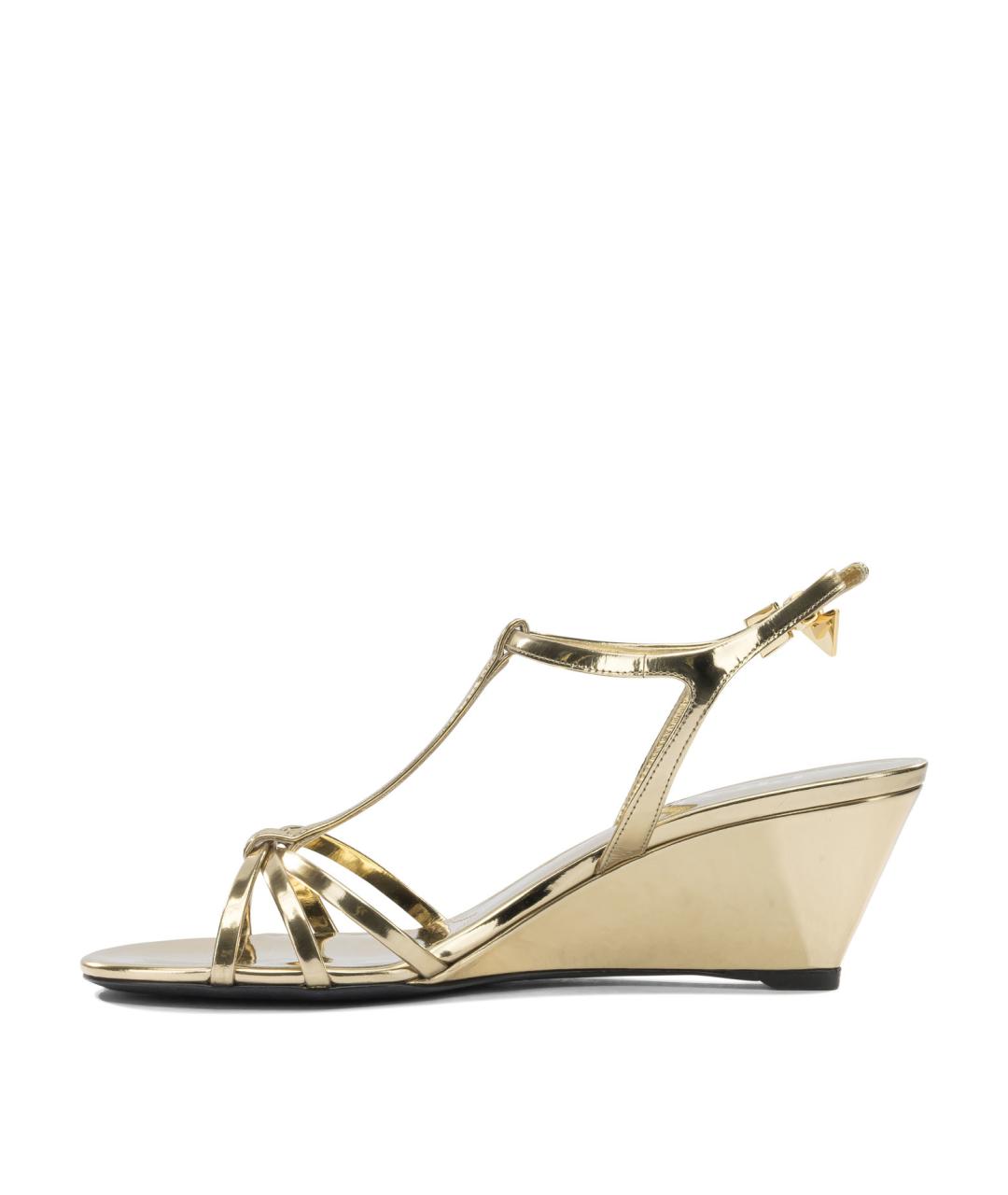 PRADA Золотые кожаные босоножки, фото 3