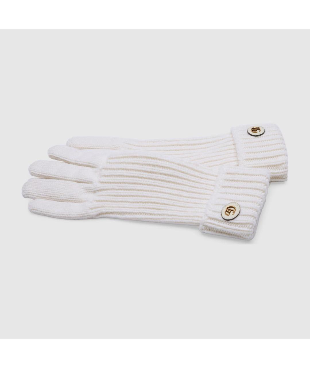 GUCCI Белые шерстяные перчатки, фото 2