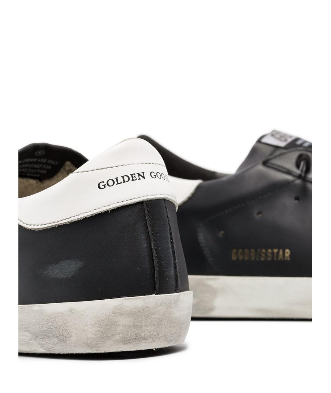 GOLDEN GOOSE DELUXE BRAND Черные кожаные низкие кроссовки / кеды, фото 2