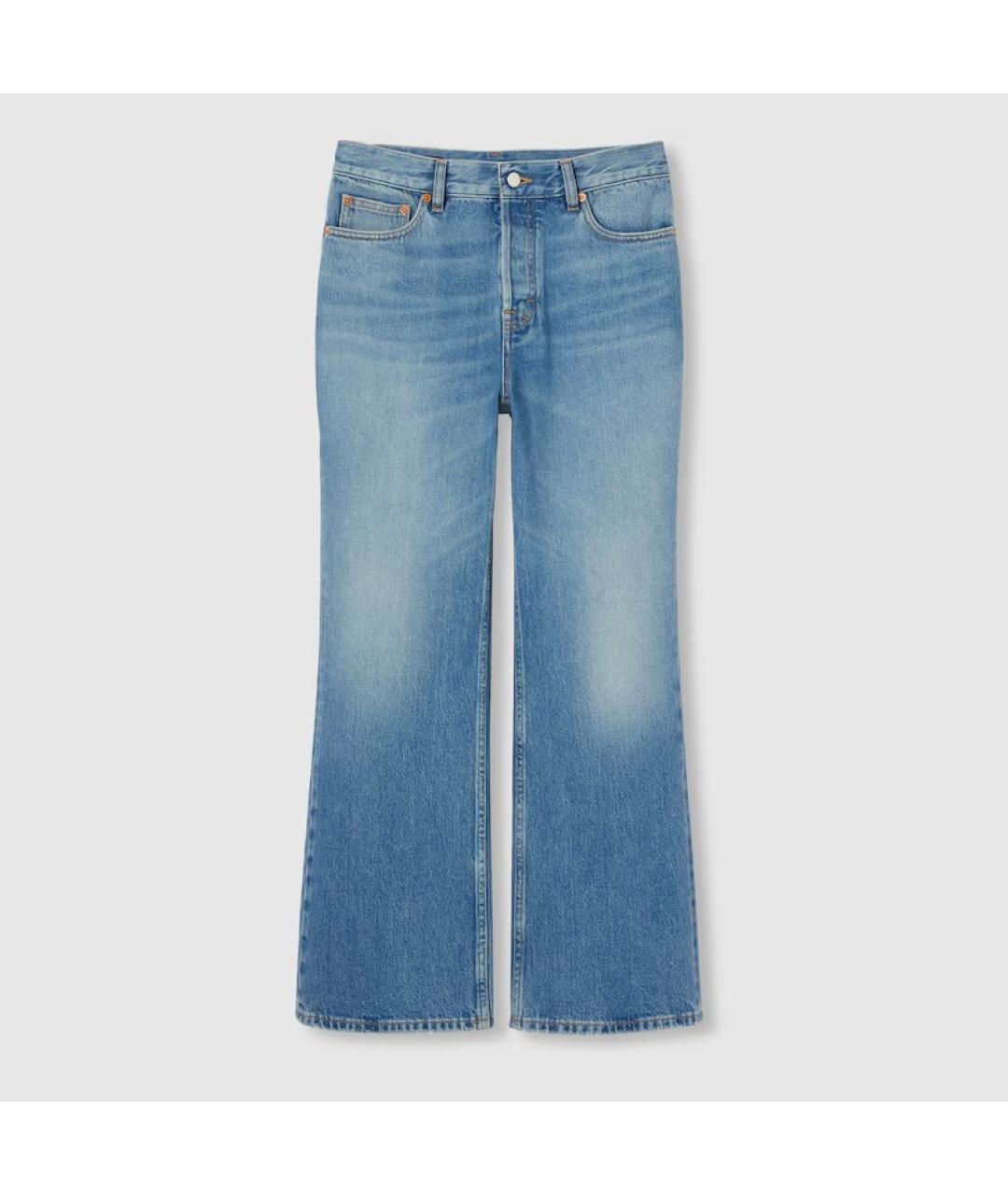 GUCCI Синие хлопковые прямые джинсы, фото 1