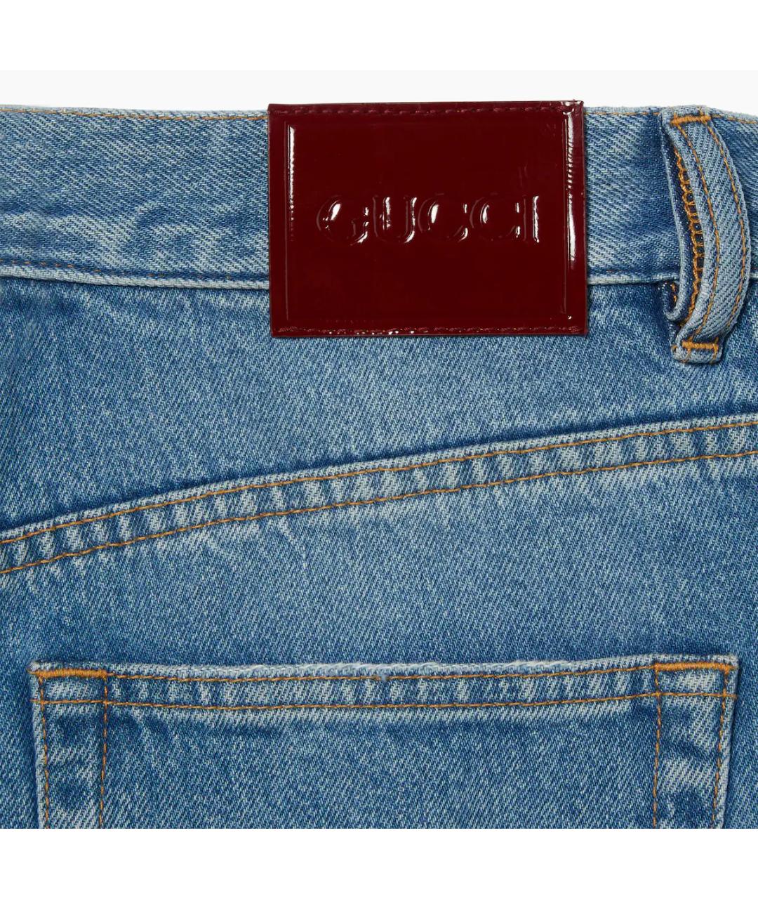 GUCCI Синие хлопковые прямые джинсы, фото 2
