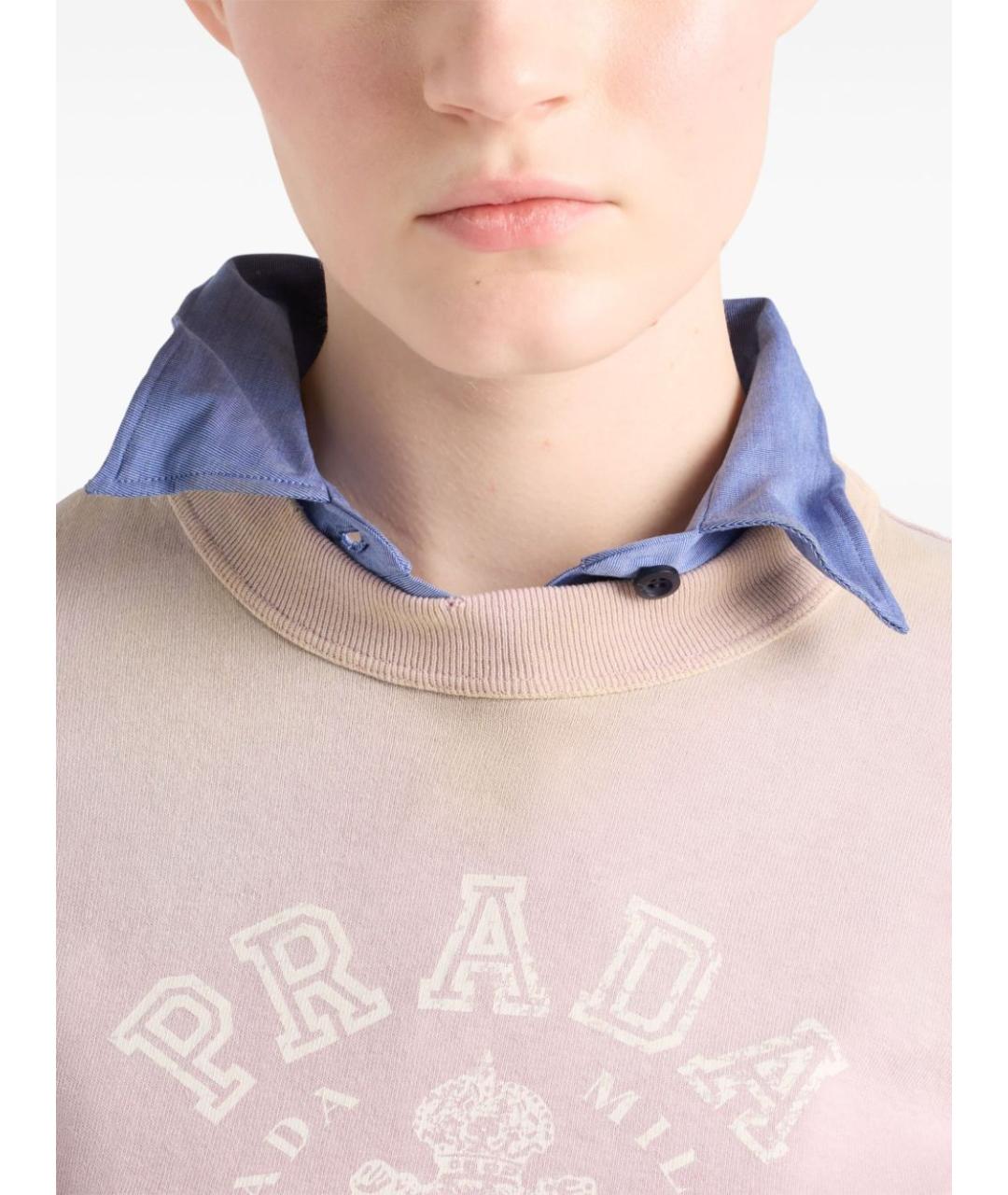 PRADA Розовая хлопковая футболка, фото 2