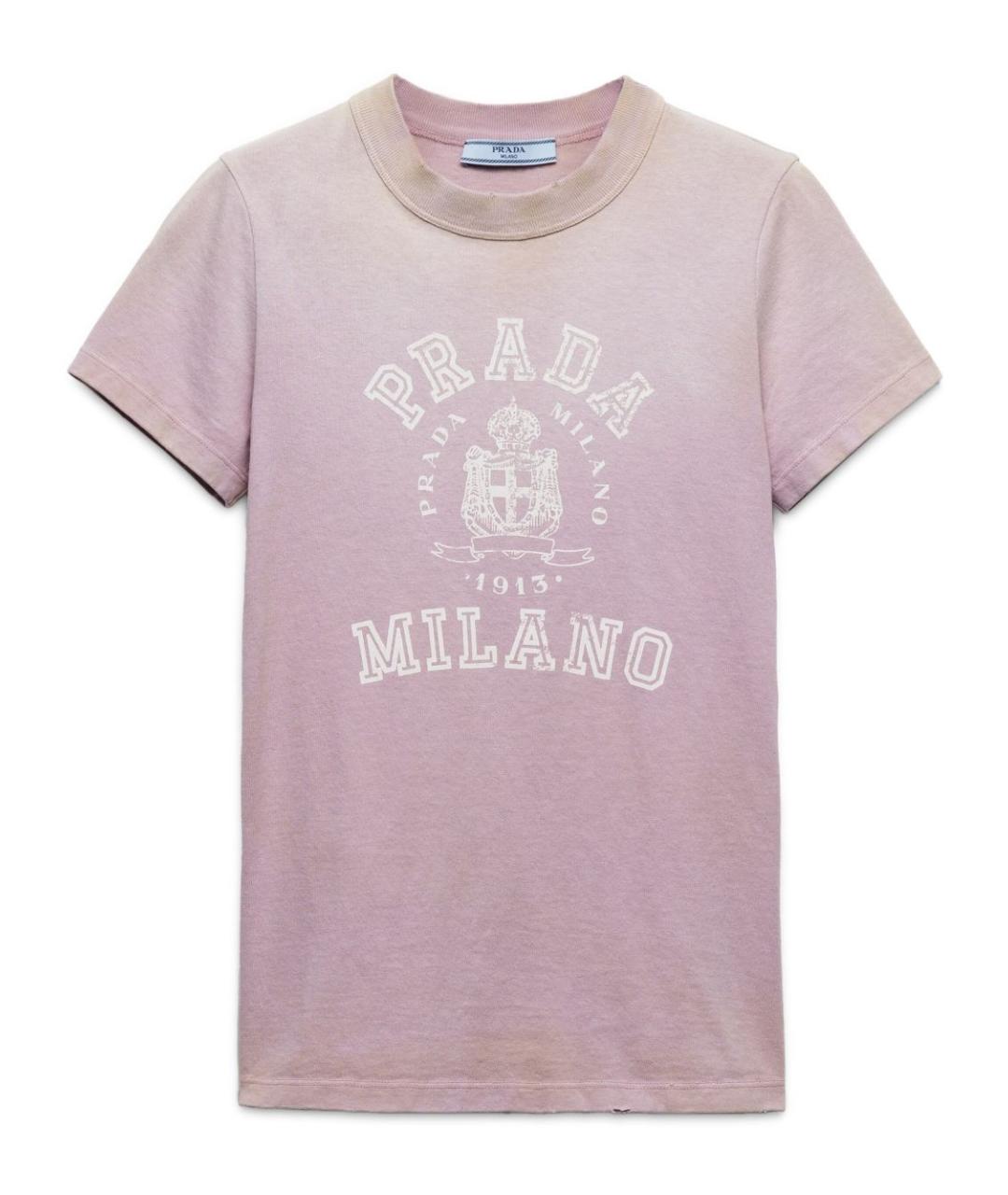 PRADA Розовая хлопковая футболка, фото 1