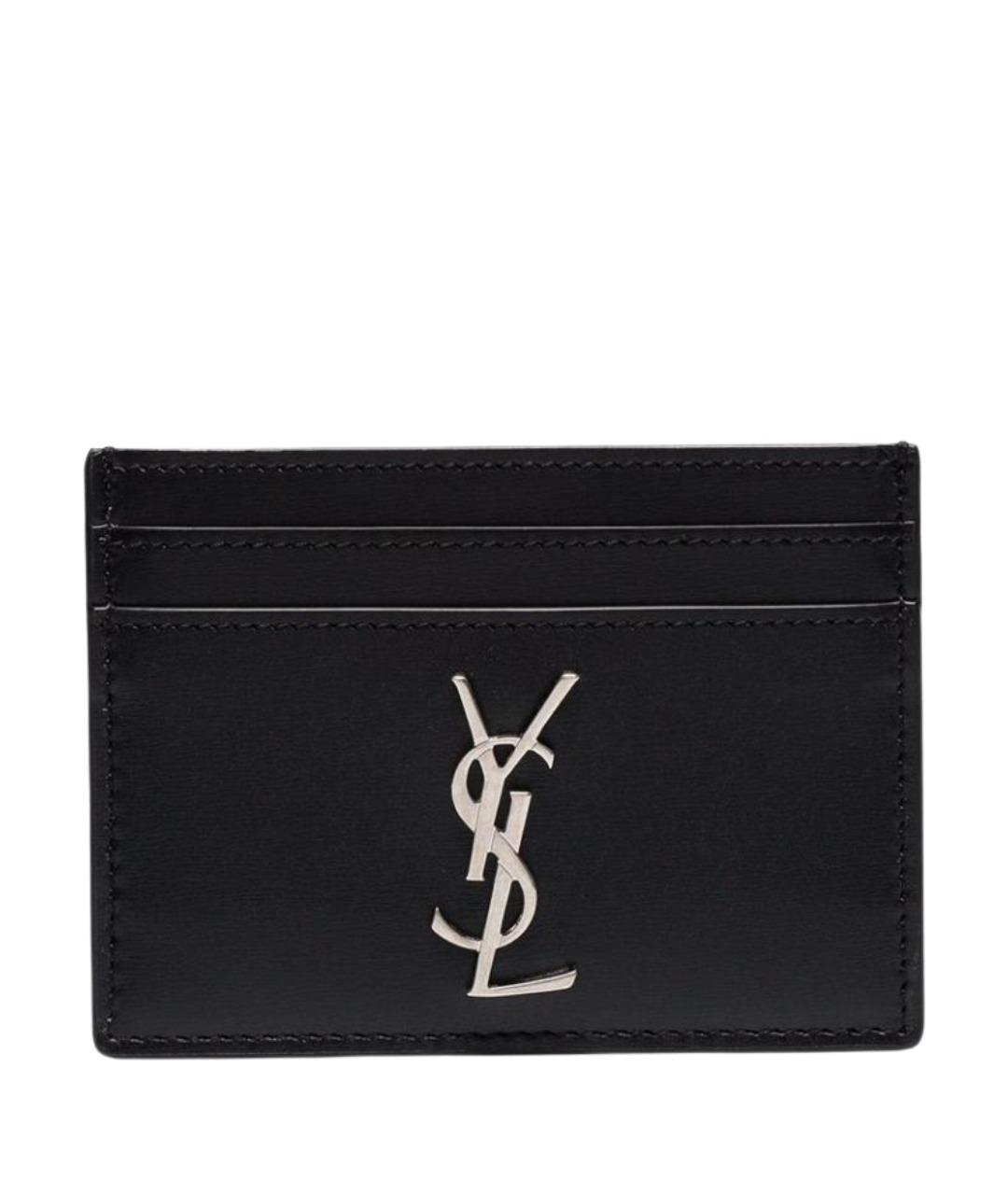 SAINT LAURENT Черный кожаный кардхолдер, фото 1