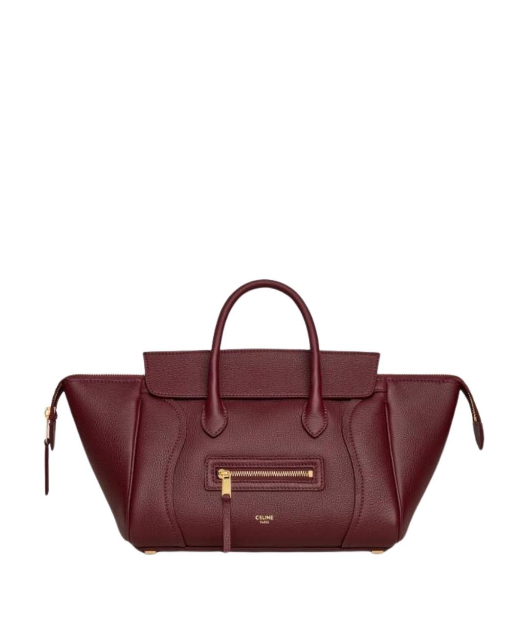 CELINE Бордовая кожаная сумка с короткими ручками, фото 1