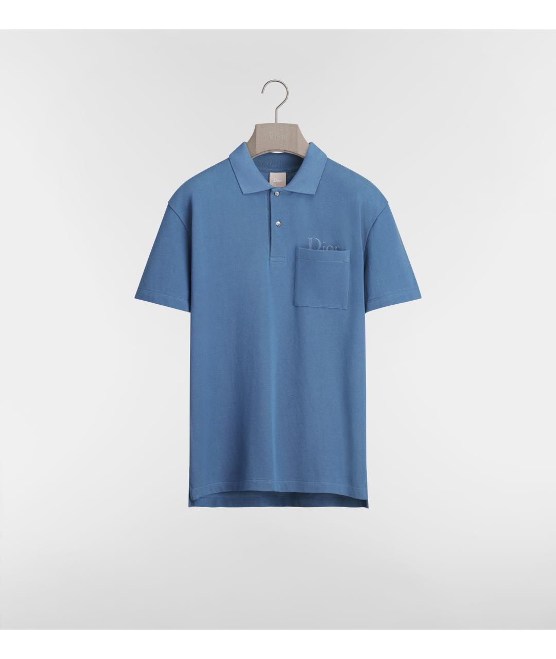 CHRISTIAN DIOR Синее хлопковое поло с коротким рукавом, фото 4