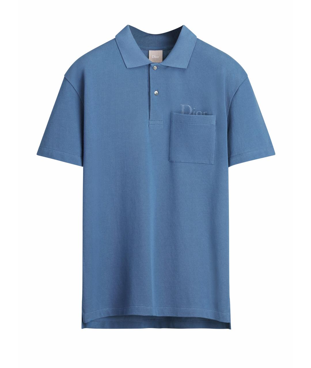 CHRISTIAN DIOR Синее хлопковое поло с коротким рукавом, фото 1