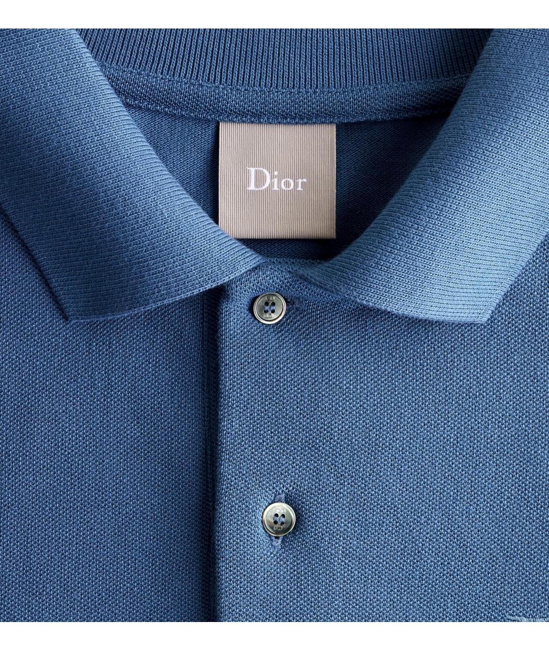 CHRISTIAN DIOR Синее хлопковое поло с коротким рукавом, фото 2