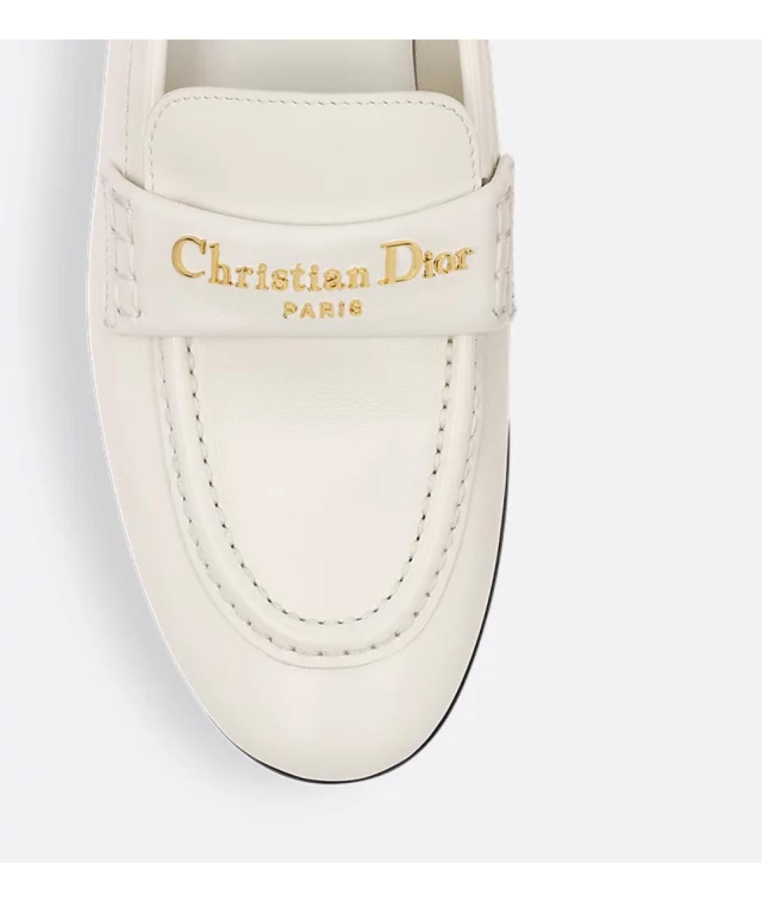 CHRISTIAN DIOR Белые кожаные лоферы, фото 4