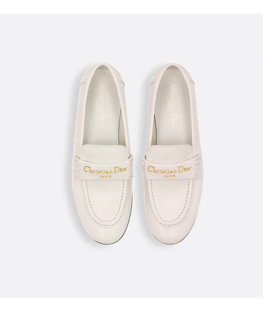 CHRISTIAN DIOR Белые кожаные лоферы, фото 3