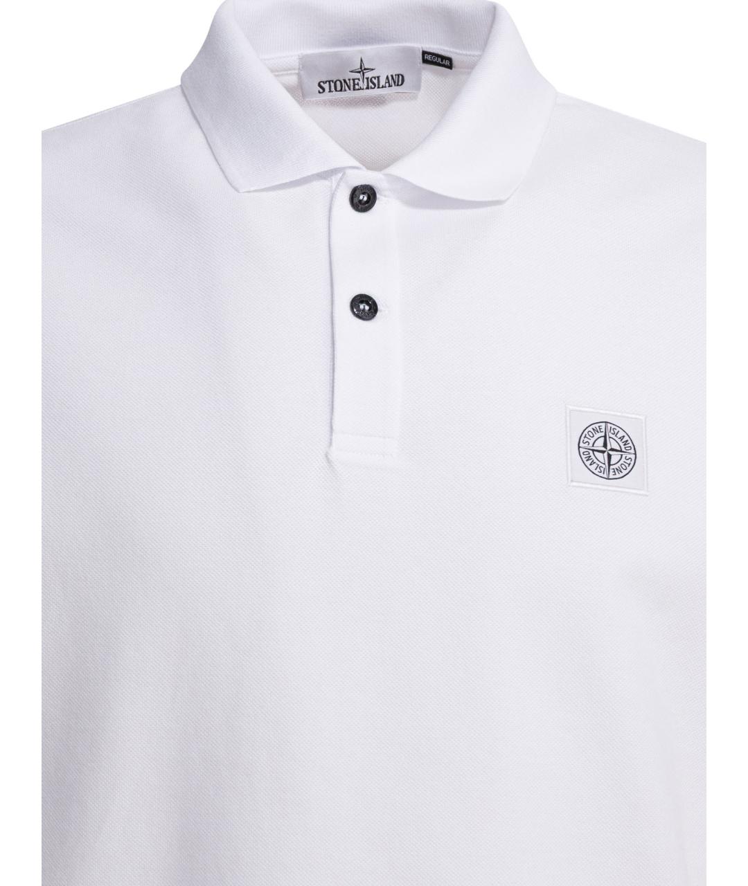 STONE ISLAND Белое хлопковое поло с коротким рукавом, фото 3