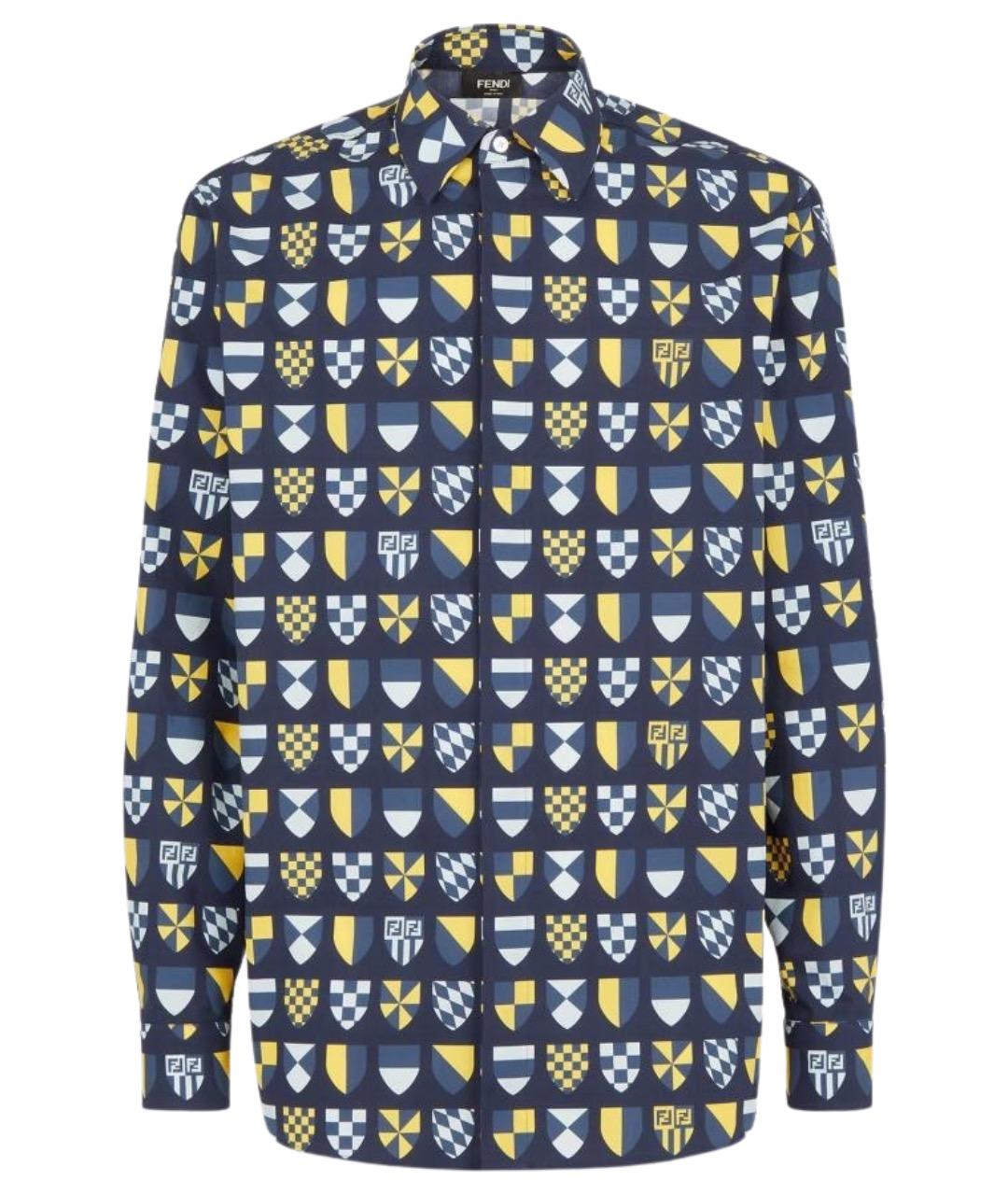 FENDI Синяя хлопковая кэжуал рубашка, фото 1