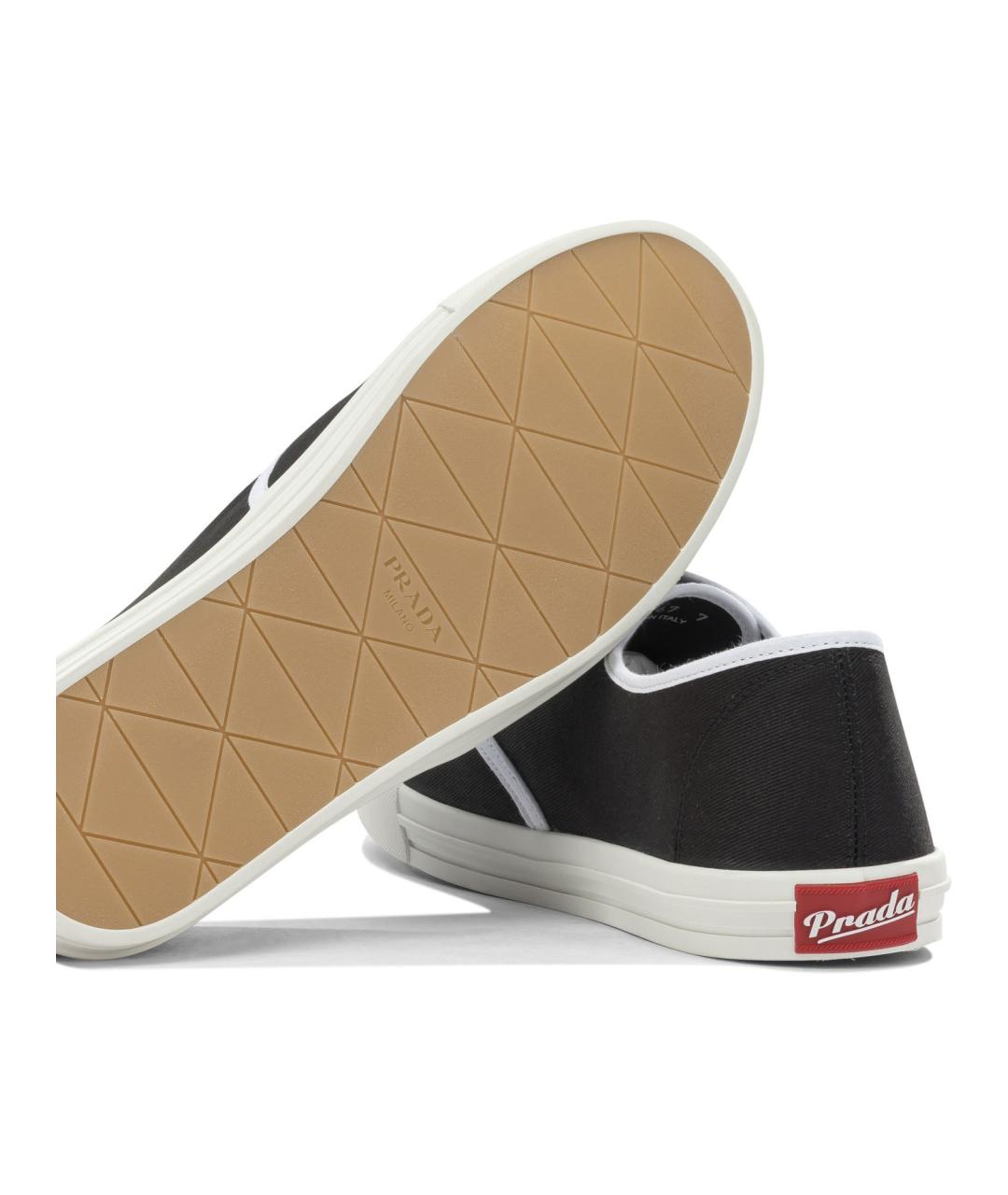 PRADA Черные текстильные низкие кроссовки / кеды, фото 5