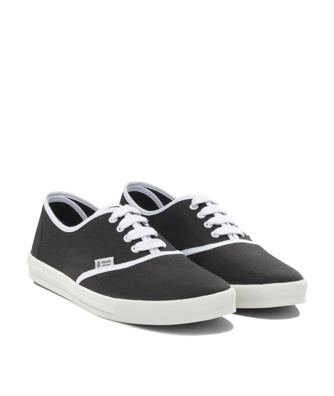 PRADA Черные текстильные низкие кроссовки / кеды, фото 2
