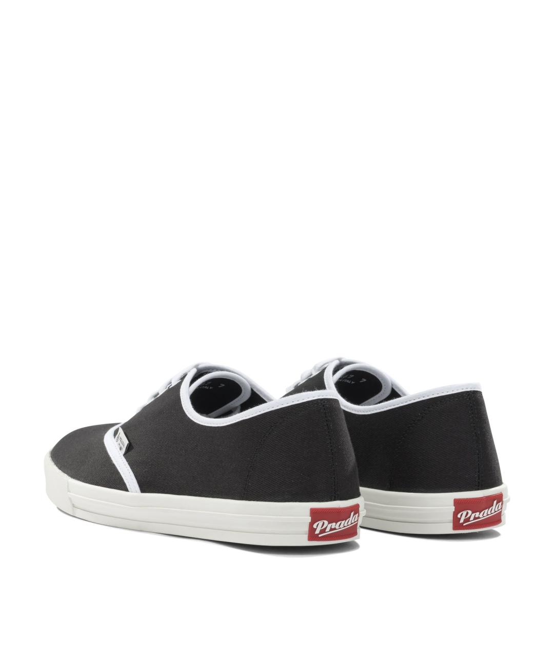 PRADA Черные текстильные низкие кроссовки / кеды, фото 4