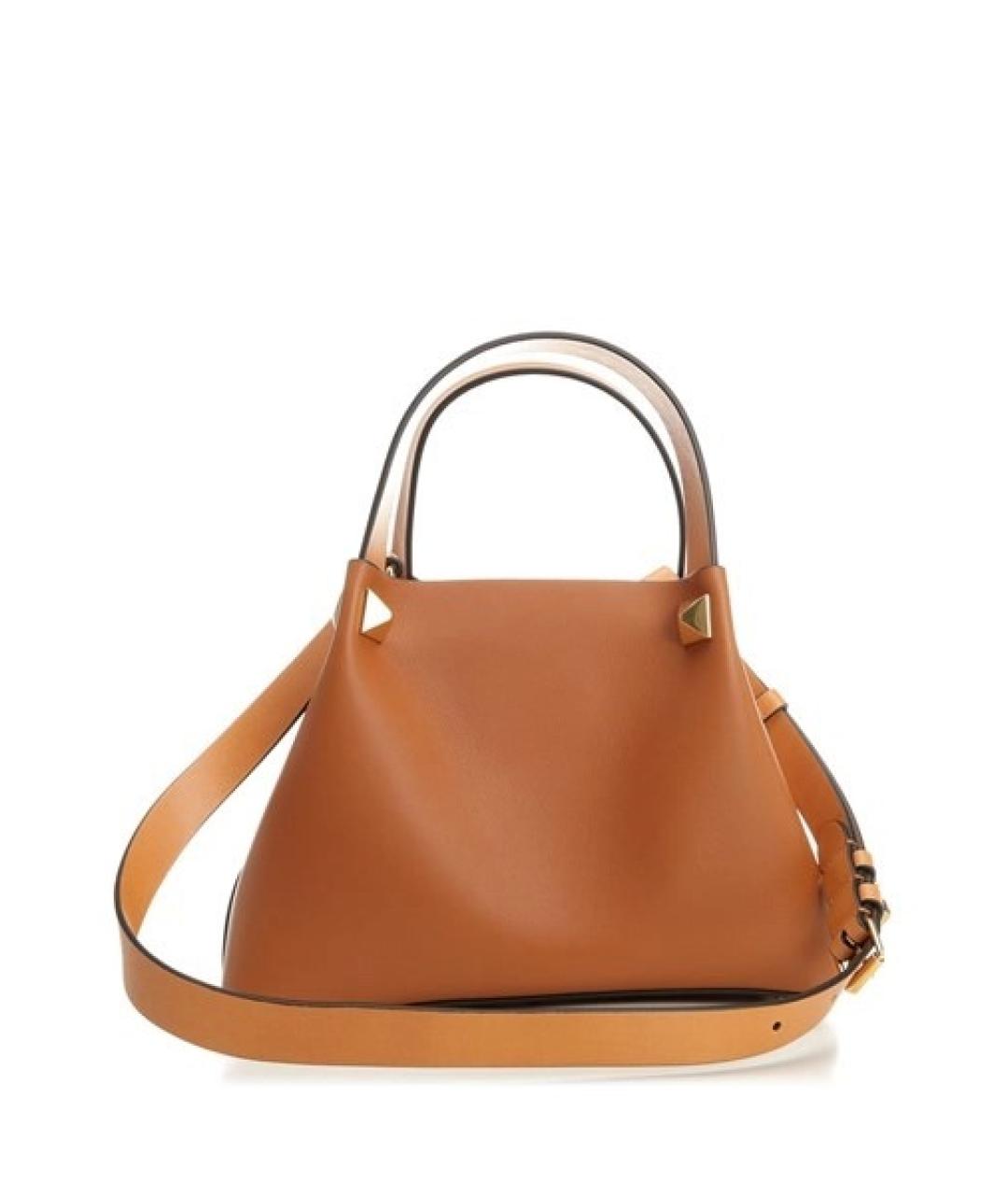 VALENTINO Коричневая кожаная сумка с короткими ручками, фото 3