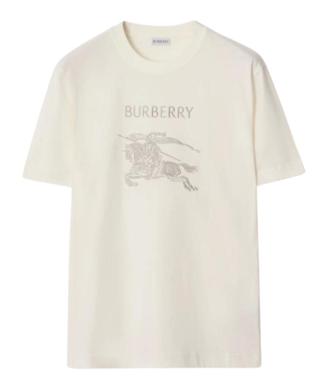 BURBERRY Белая хлопковая футболка, фото 1