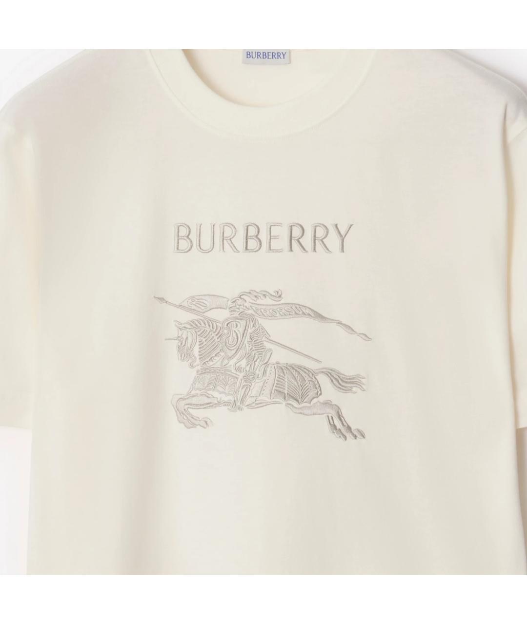 BURBERRY Белая хлопковая футболка, фото 2