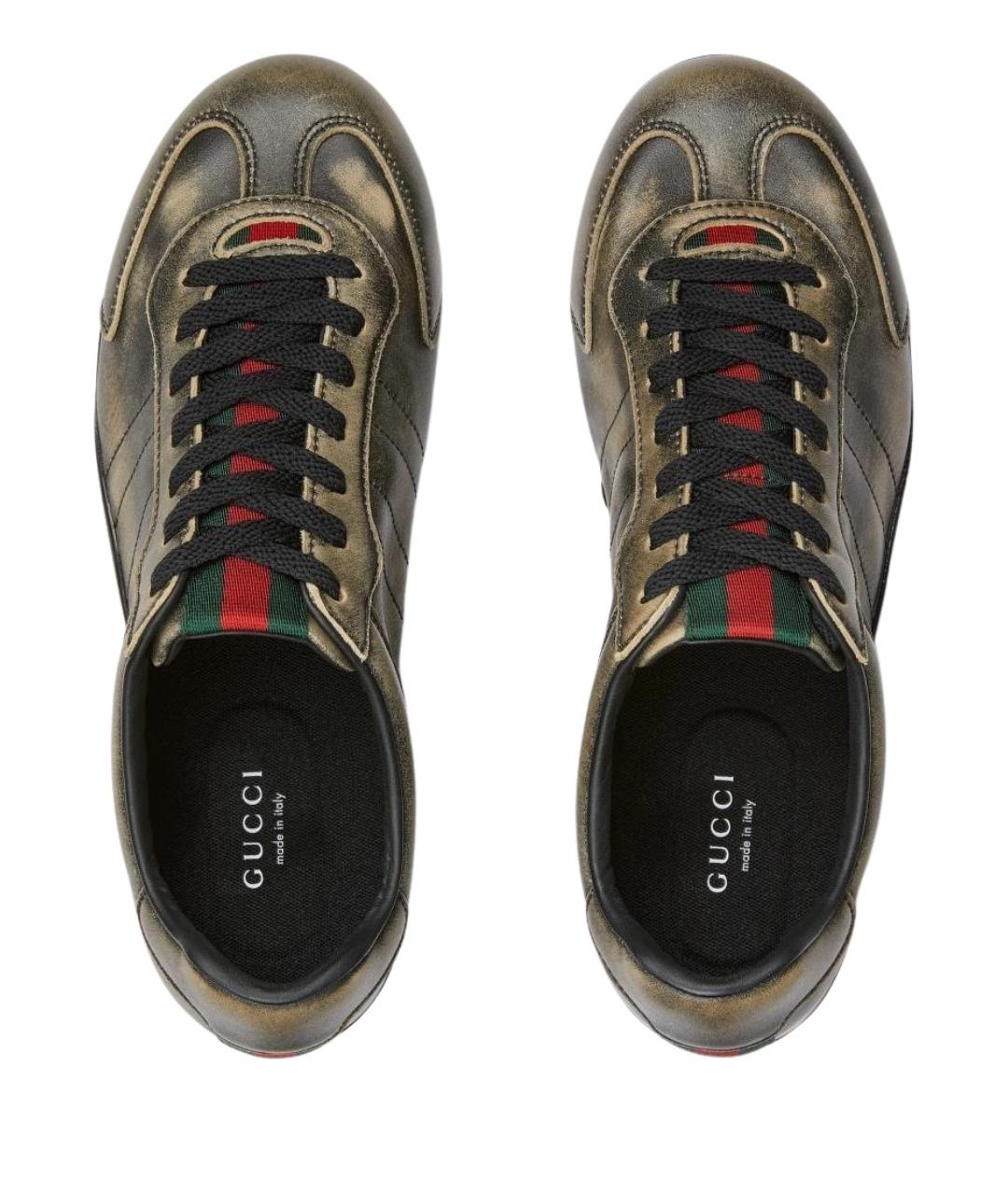 GUCCI Черные кожаные кроссовки, фото 4