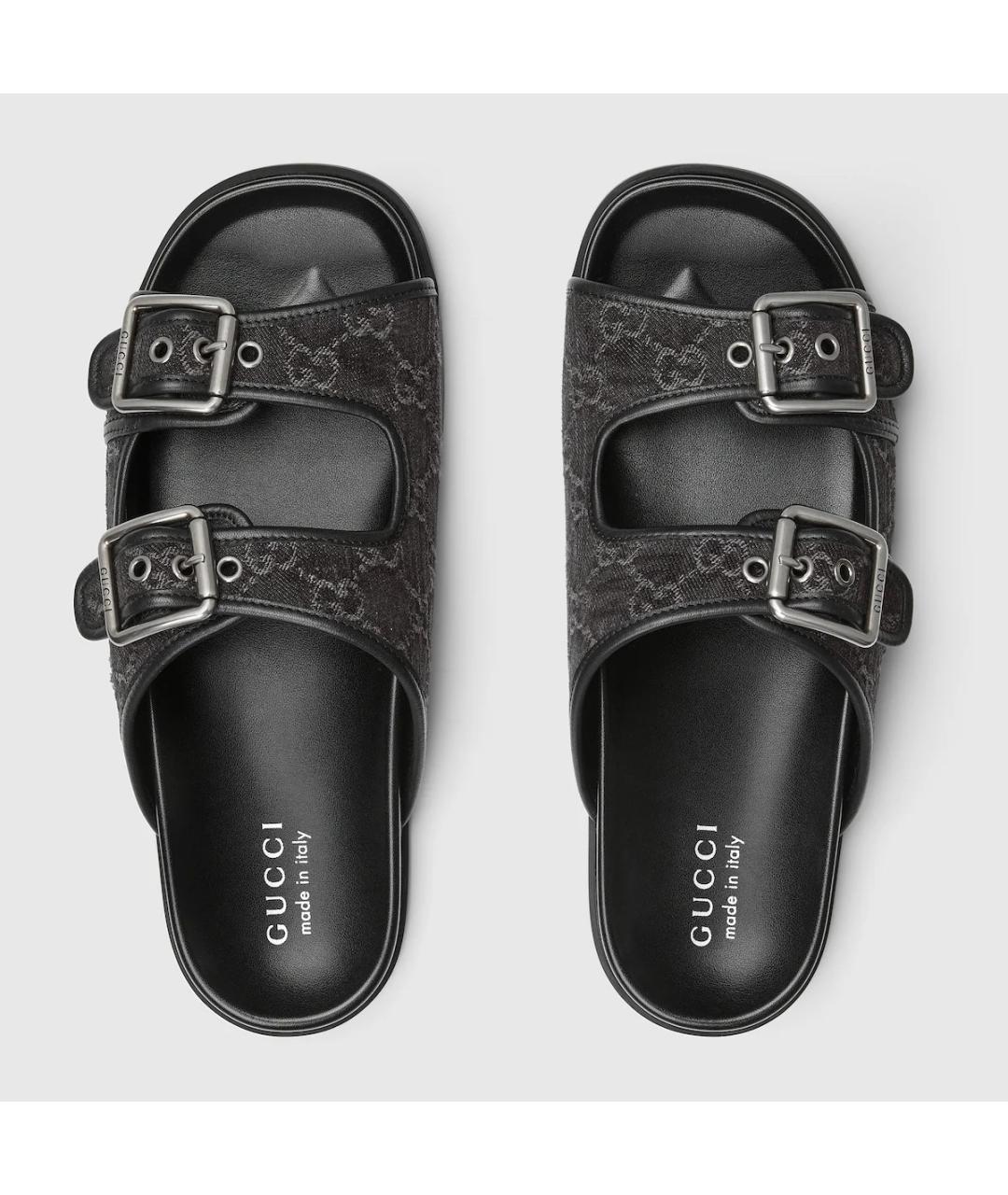 GUCCI Черные текстильные сандалии, фото 4