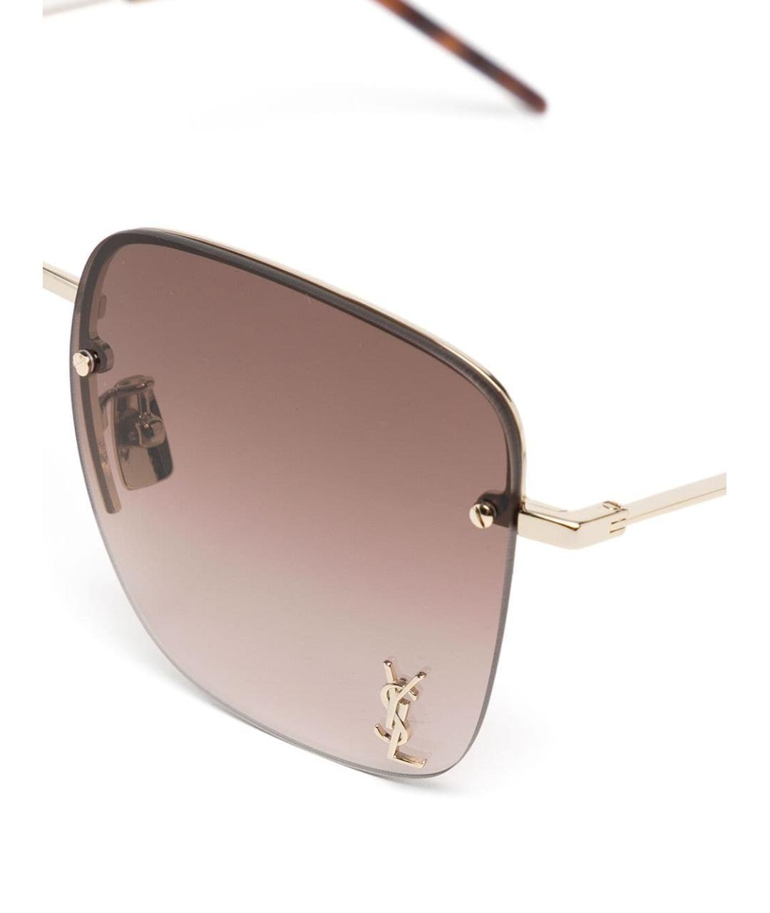 SAINT LAURENT Коричневые металлические солнцезащитные очки, фото 2