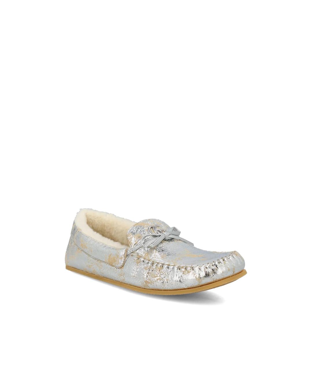 GUCCI Серебряные кожаные лоферы, фото 3