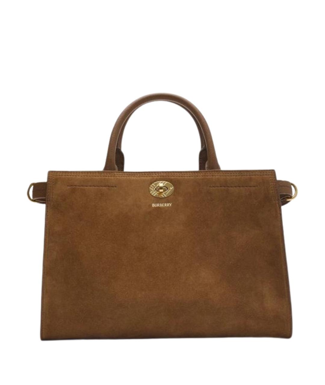 BURBERRY Коричневая замшевая сумка тоут, фото 1