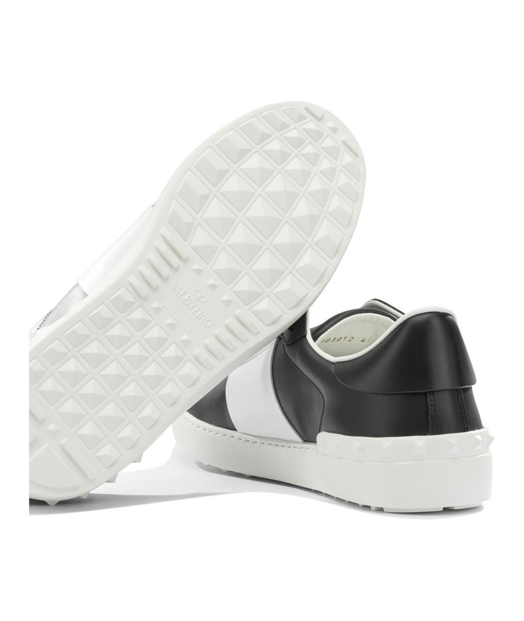 VALENTINO Черные кожаные низкие кроссовки / кеды, фото 4