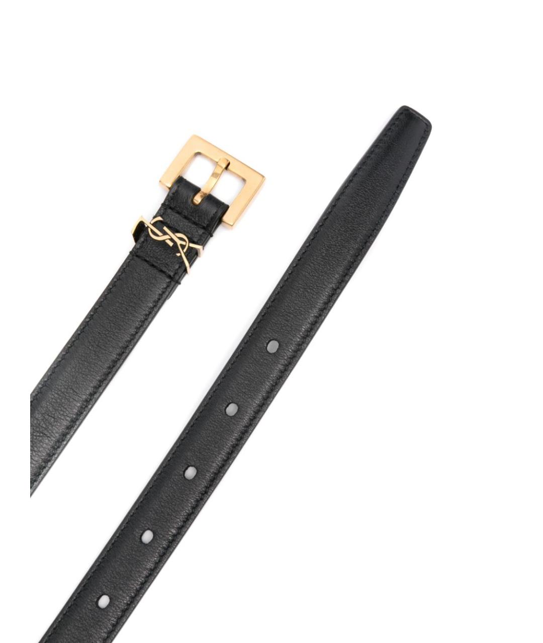 SAINT LAURENT Черный кожаный ремень, фото 2