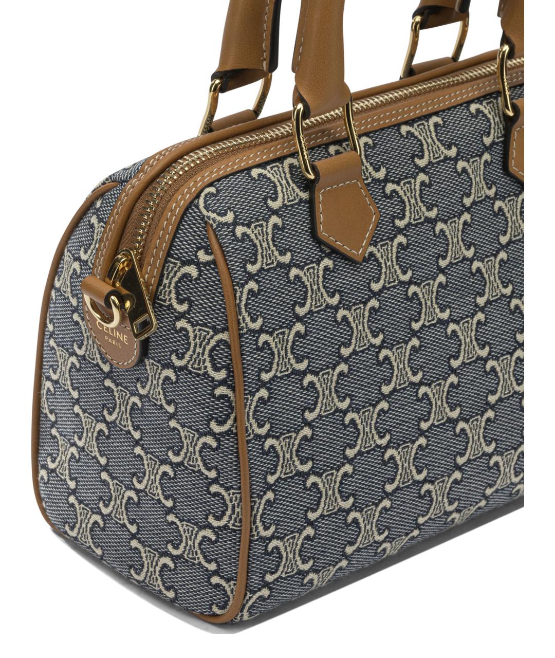 CELINE Синяя хлопковая сумка с короткими ручками, фото 3