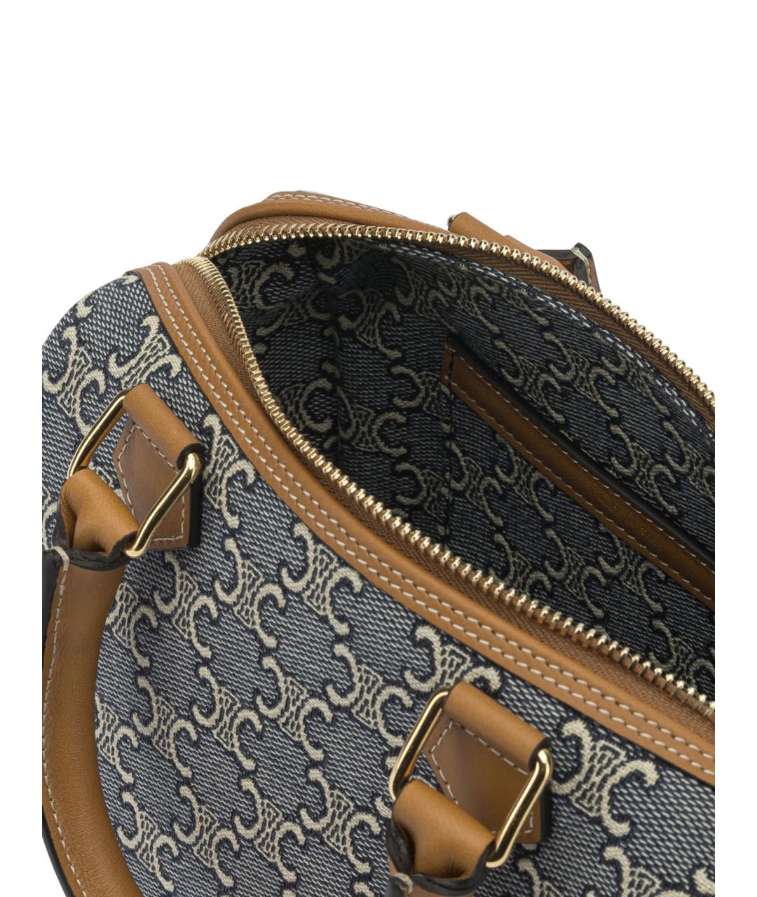 CELINE Синяя хлопковая сумка с короткими ручками, фото 5