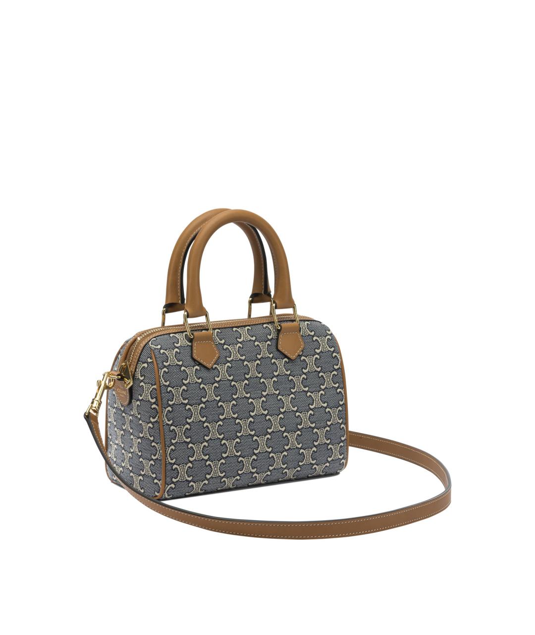 CELINE Синяя хлопковая сумка с короткими ручками, фото 2