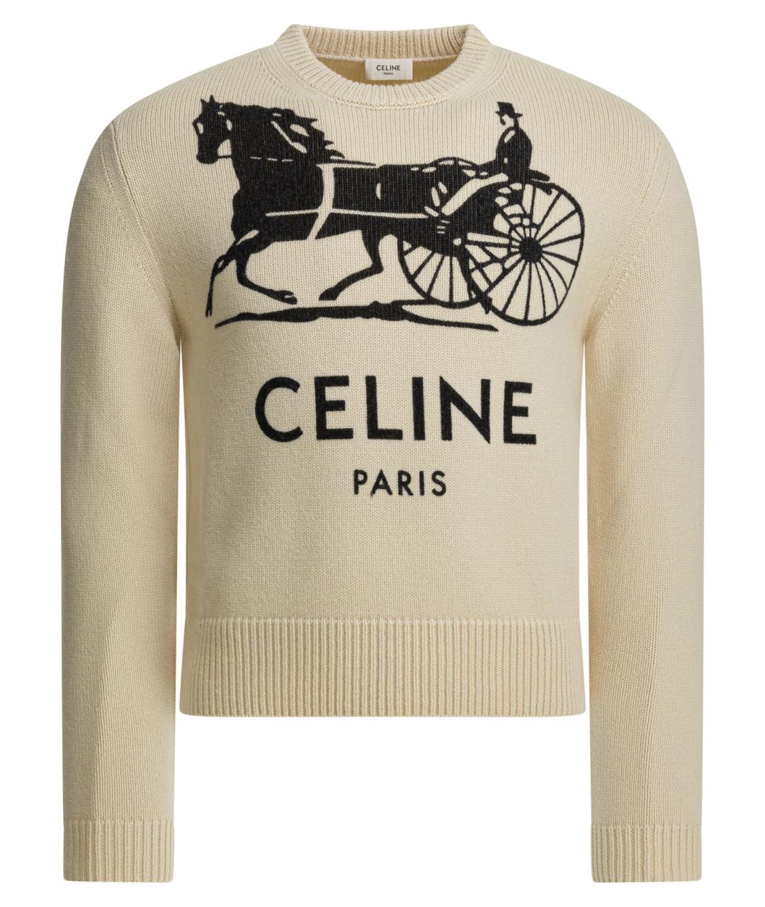 CELINE Белый кашемировый джемпер / свитер, фото 1