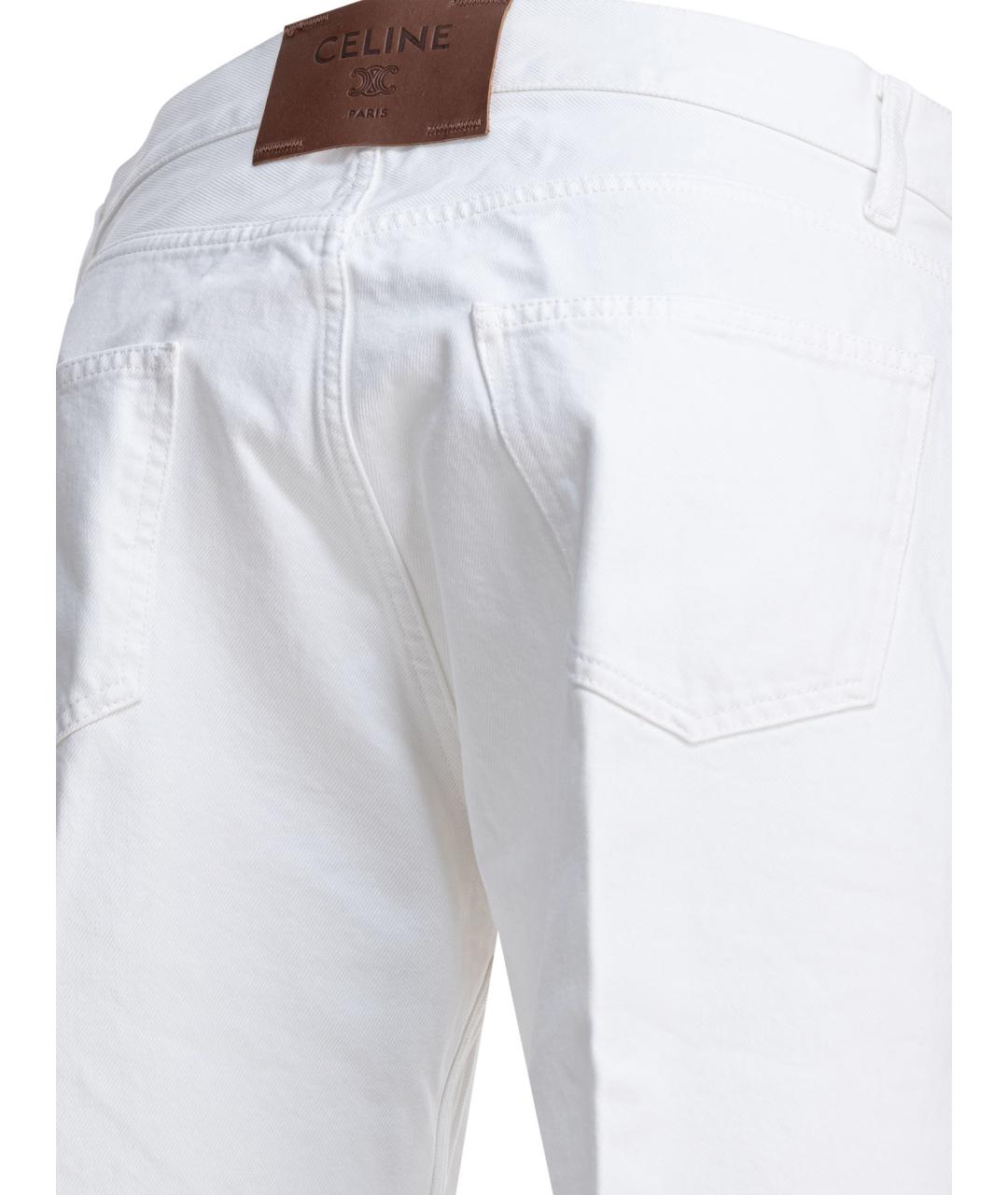CELINE Белые хлопковые прямые джинсы, фото 4