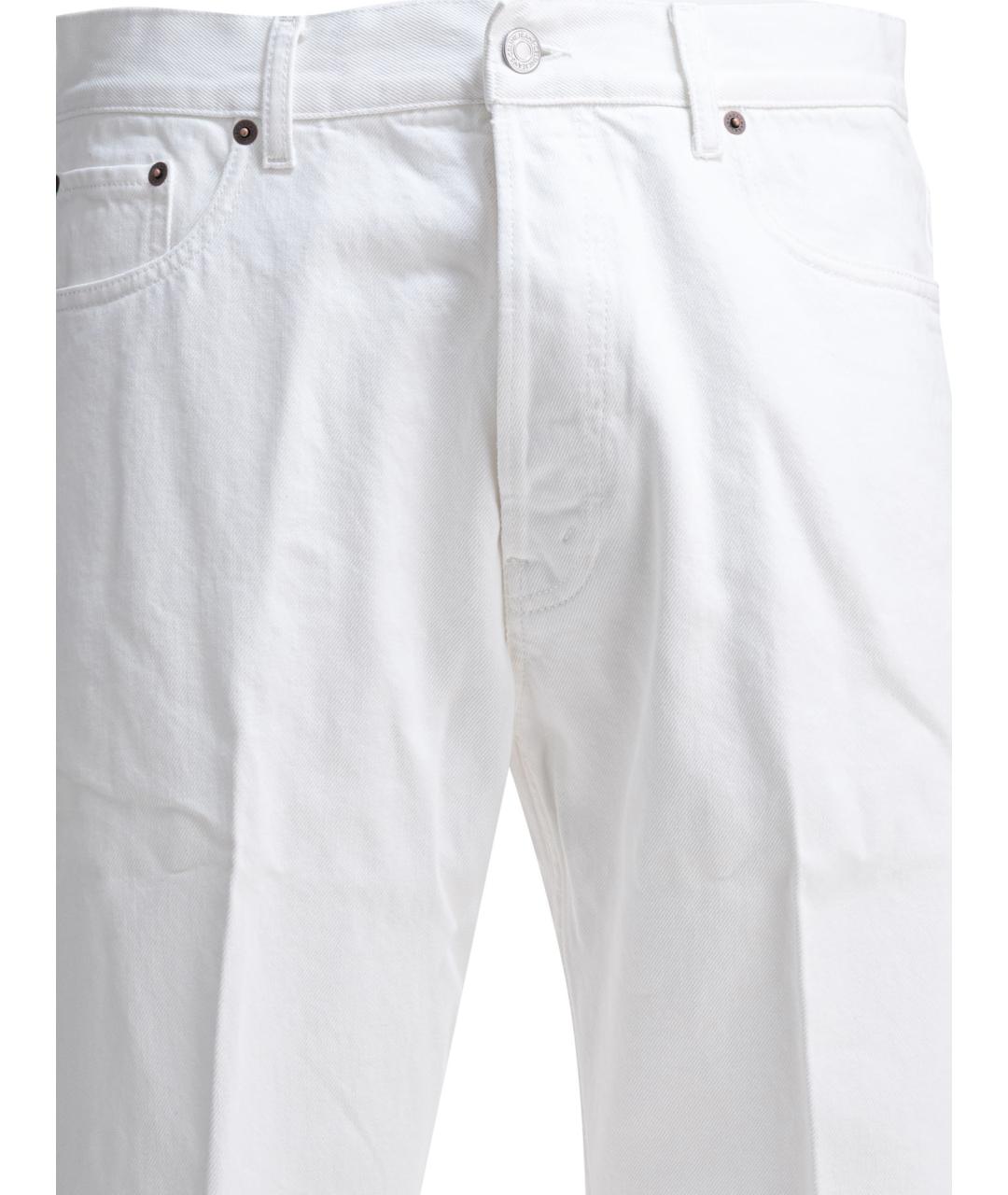 CELINE Белые хлопковые прямые джинсы, фото 3