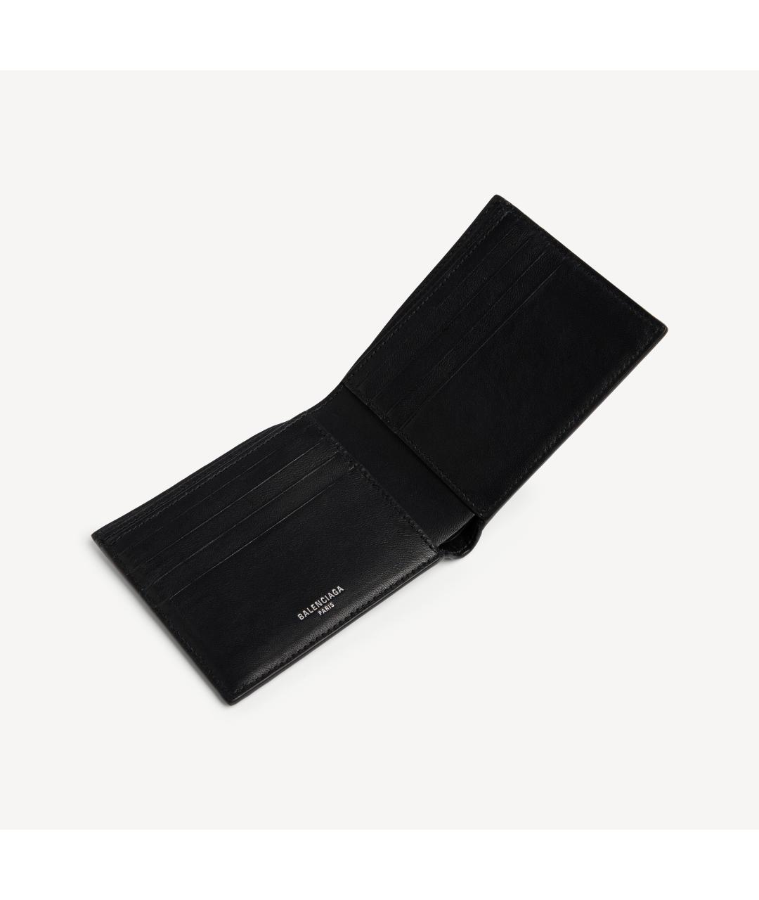BALENCIAGA Черный кожаный кошелек, фото 2