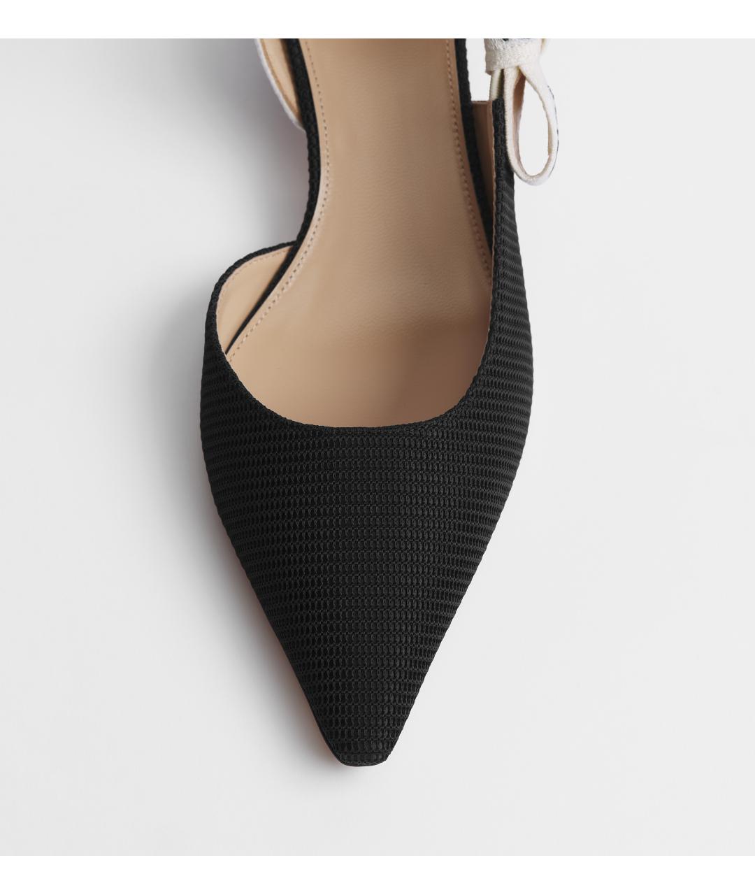 CHRISTIAN DIOR Черные текстильные лодочки на низком каблуке, фото 5