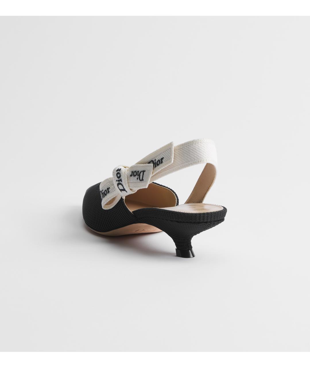 CHRISTIAN DIOR Черные текстильные лодочки на низком каблуке, фото 2